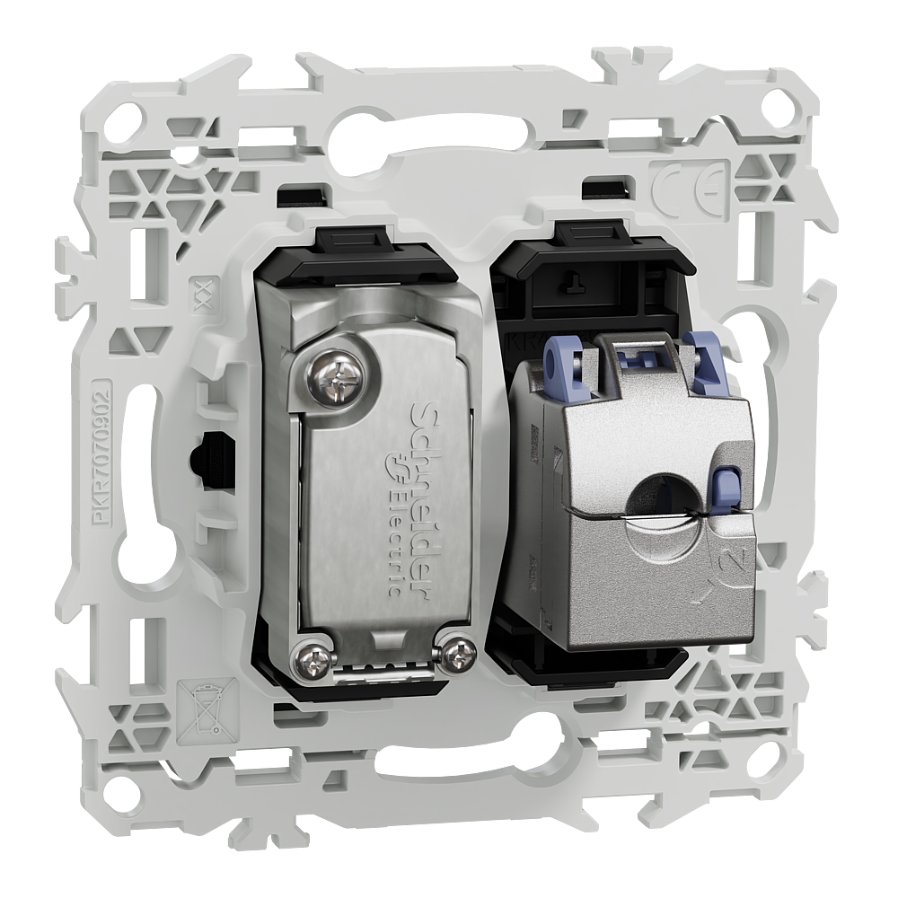Odace prise RJ45 cat.6 STP + TV noir